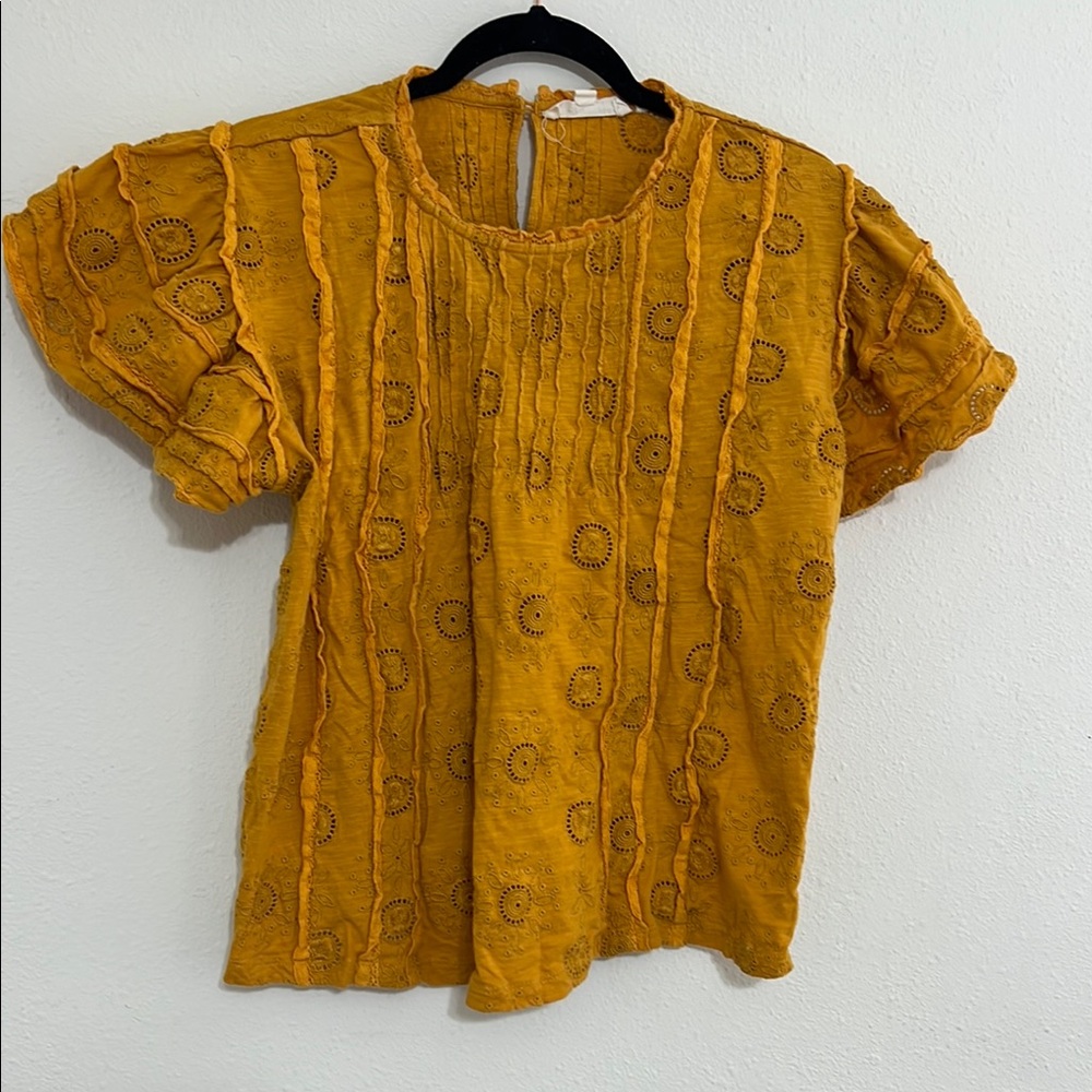 Yellow Embroidered Women's Top